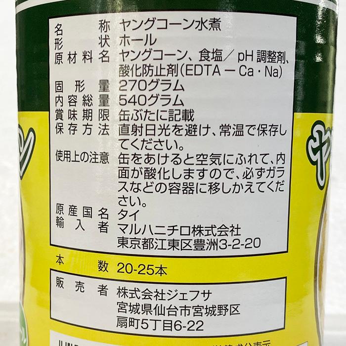 JFSA （ジェフサ） ヤングコーン水煮 540g缶（20-25本入） : 生鮮卸売