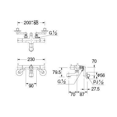 カクダイ　2ハンドルシャワー混合栓　139-020-D