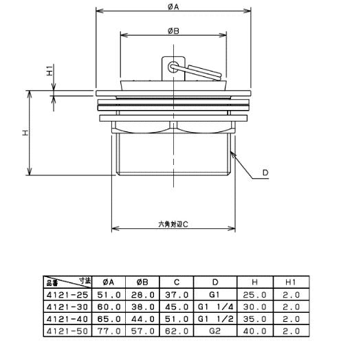 カクダイ ゴム栓つき風呂栓 ウラネジ風呂栓 4121-40｜promart｜02