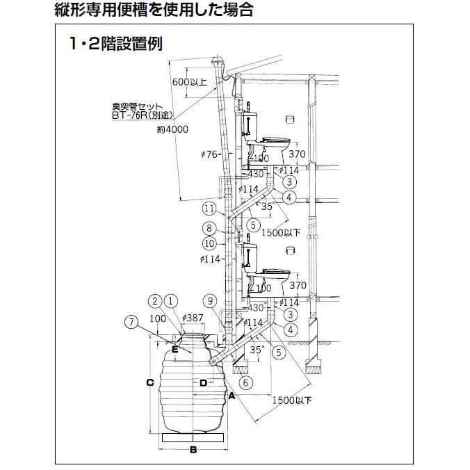LIXIL LIXIL(INAX) 簡易水洗便器専用便槽 BT-600R 【縦形 LIXIL LIXIL(INAX) 簡易水洗便器専用便槽 BT-600R 【縦形