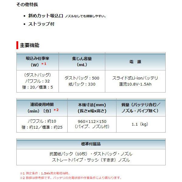 [マキタ 正規店 1年保証] 掃除機 充電式 クリーナー CL107FDSHW 抗菌紙パック 20枚付 10.8V 1.5Ah 紙パック式 ワンタッチスイッチ makita クリーナ コードレス｜promart｜09