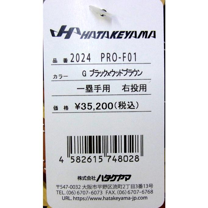 【限定商品】 HATAKEYAMA(ハタケヤマ)　一般軟式ファーストミット 一塁手用 右投げ用 F1型 （G）ブラック×ウッドブラウン PRO-F01｜pronakaspo｜05