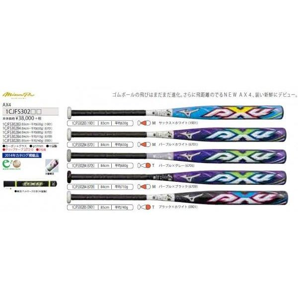 mizunopro(ミズノプロ)　ソフト3号ゴムボール用カーボン製バット AX4（エーエックスフォー）1CJFS30283 1CJFS30284 1CJFS30285　ソフトボール用バット
