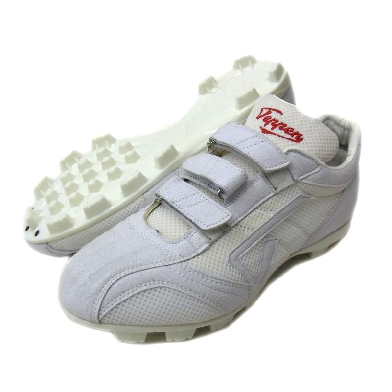 Teppen（テッペン） 野球スパイク ブロックソール 　ヌバック　3本ベルト　ホワイト　TS-5