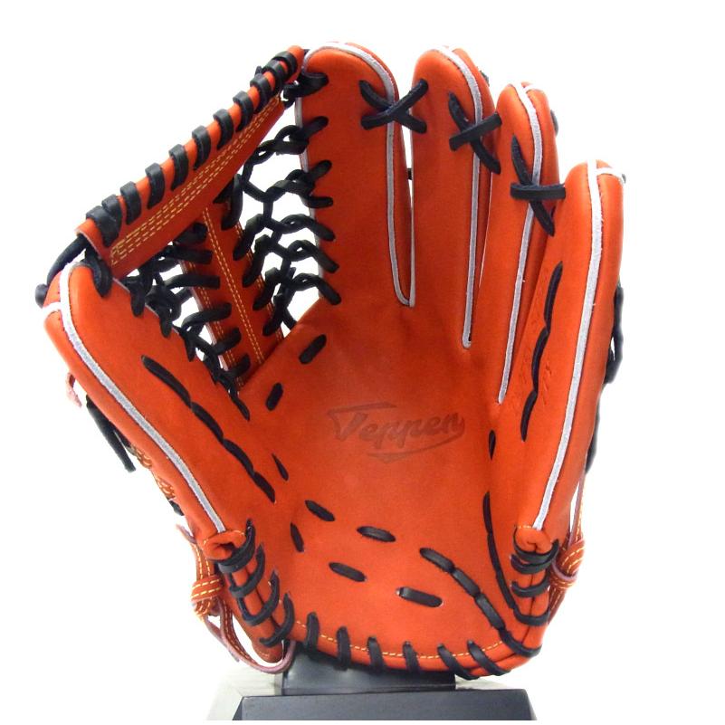 Teppen（てっぺん） 硬式グラブ 外野手用 右投げ用 Dオレンジ×ブラック