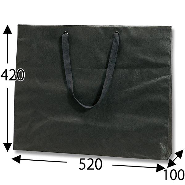 シモジマ 不織布 手提げ袋 10枚入 黒 サイズ 幅520×マチ100×高420mm (L