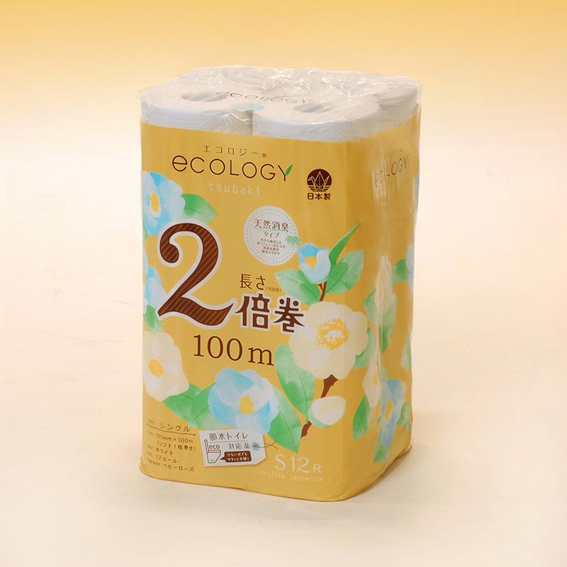 トイレットペーパー シングル 12ロール エコロジー2倍巻き 100m