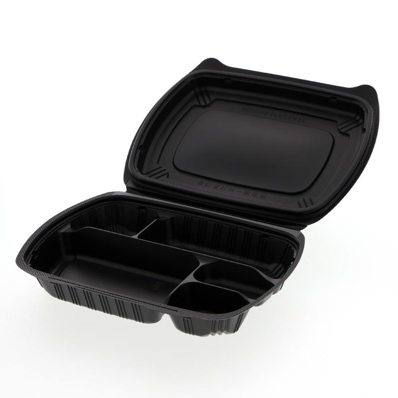 食品 容器 25枚 バイオデリカシェルBOX 80-1 RHDT301 黒 リスパック｜propack-kappa1