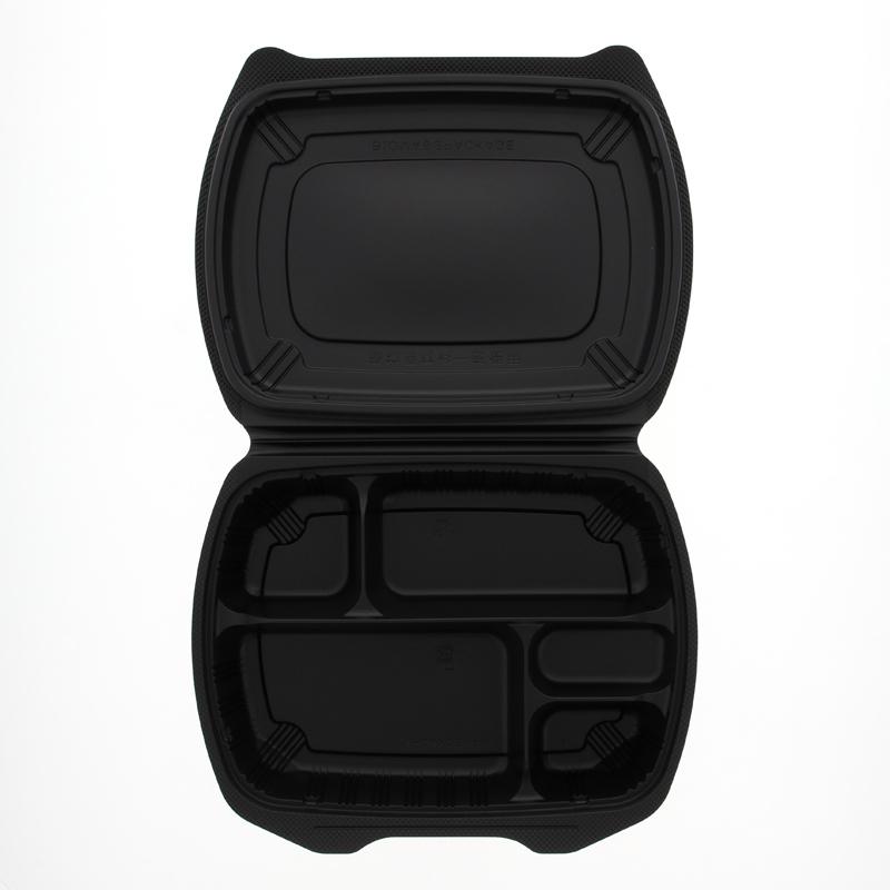 食品 容器 25枚 バイオデリカシェルBOX 80-1 RHDT301 黒 リスパック｜propack-kappa1｜02