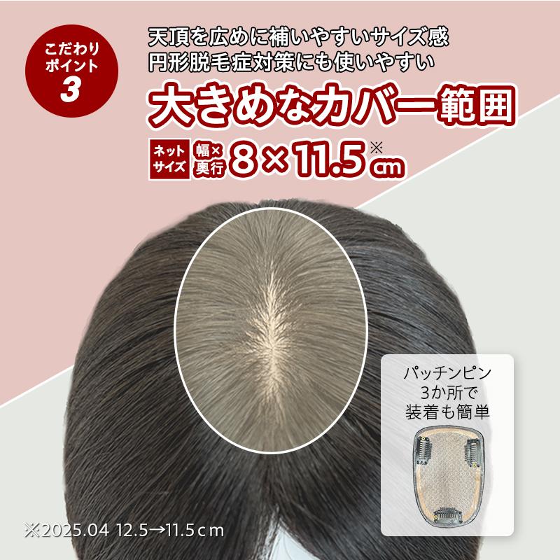 返品OK 部分ウィッグ 頭頂部 人毛 100% 自然 20cm トップピース 女性