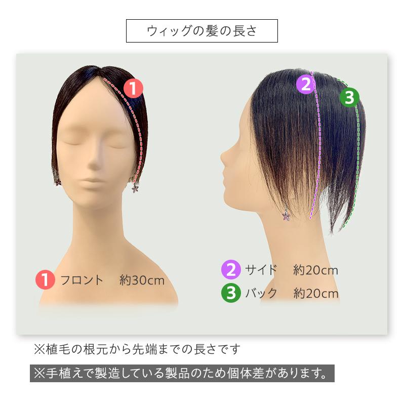 返品OK 部分ウィッグ 頭頂部 人毛 100% 自然 20cm トップピース 女性