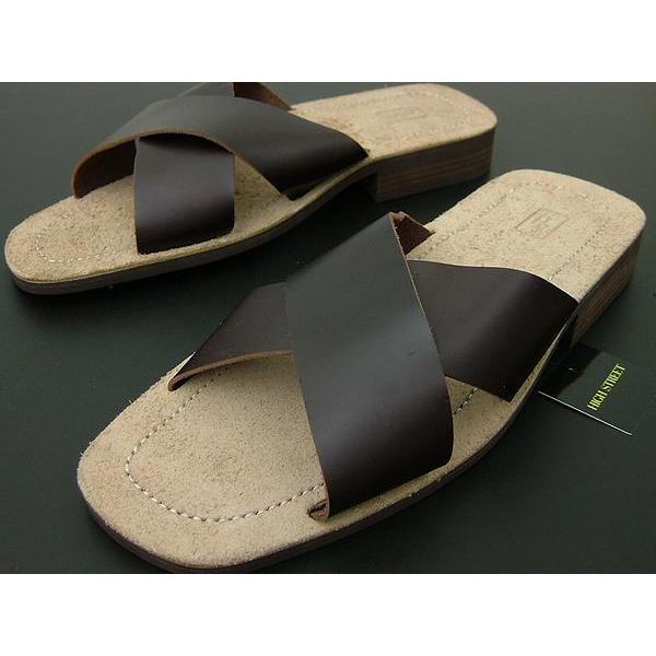 ハイストリート サンダル L レザー 本革 茶 新品 | HIGH STREET