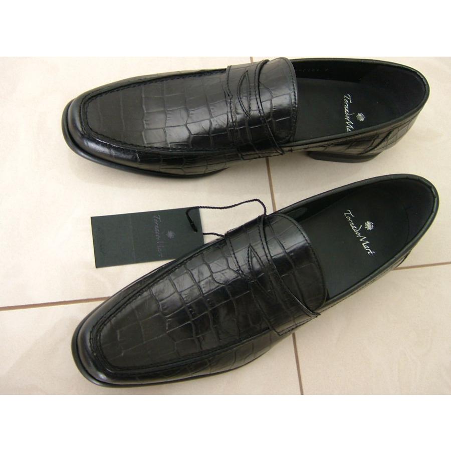 トルネードマート シューズ S レザー 本革 黒 クロコエンボス ローファー 新品 7108 | TORNADO MART
