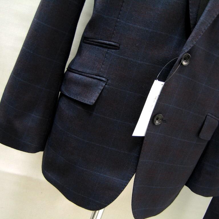 ハイストリート L スーツ イタリア CERRUTI チェック ネイビー サンプル 164の画像