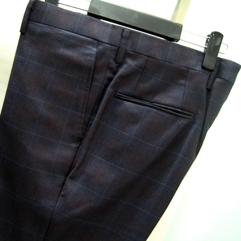 ハイストリート L スーツ イタリア CERRUTI チェック ネイビー サンプル 164の画像