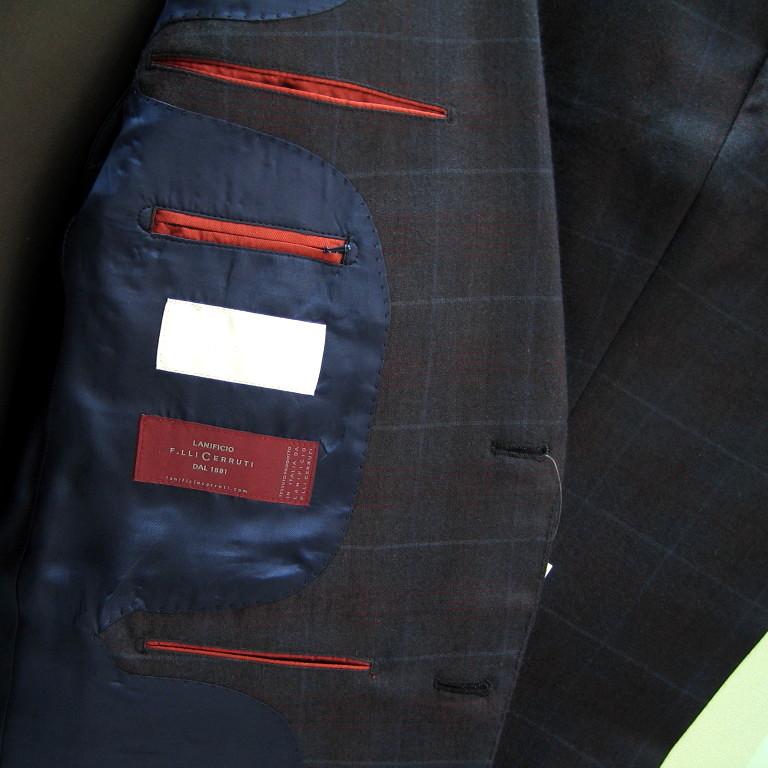 ハイストリート L スーツ イタリア CERRUTI チェック ネイビー サンプル 164の画像