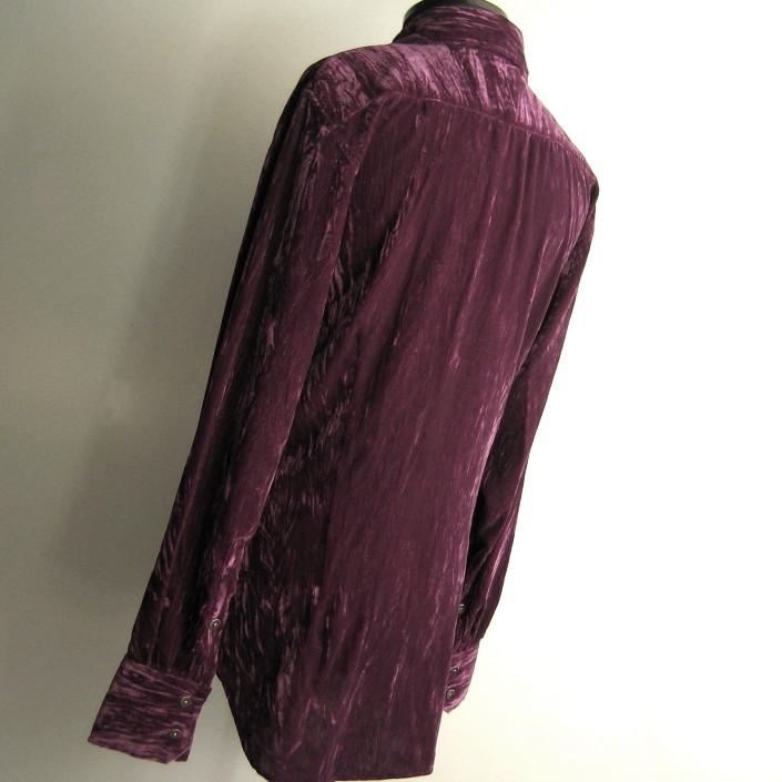 1.7万 新品 L ハイストリート クラッシュストライプベロアシャツ長袖 ボルドー サンプル 送料無料 356 | HIGH STREET | 03
