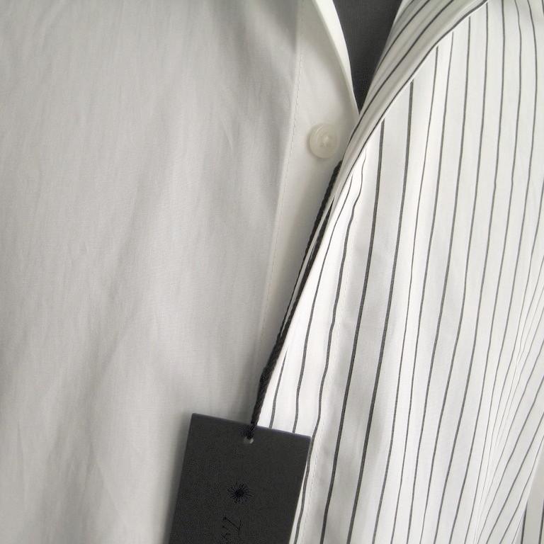 2.2万 新品 L トルネードマート ストライプオーバーシャツコート長袖 ホワイト 送料無料 サンプル 382 | TORNADO MART | 02