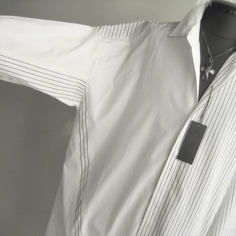 2.2万 新品 L トルネードマート ストライプオーバーシャツコート長袖 ホワイト 送料無料 サンプル 382 | TORNADO MART | 03