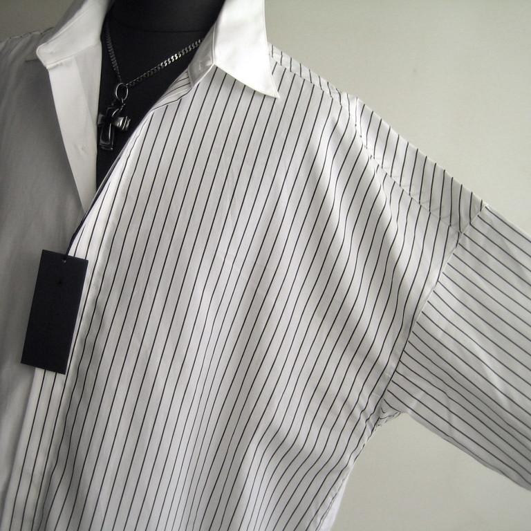 2.2万 新品 L トルネードマート ストライプオーバーシャツコート長袖 ホワイト 送料無料 サンプル 382 | TORNADO MART | 04