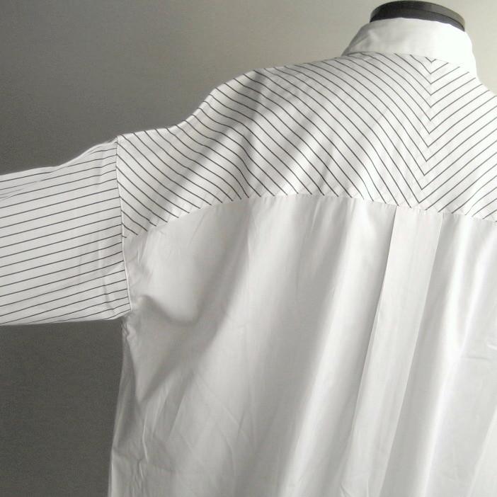2.2万 新品 L トルネードマート ストライプオーバーシャツコート長袖 ホワイト 送料無料 サンプル 382 | TORNADO MART | 05