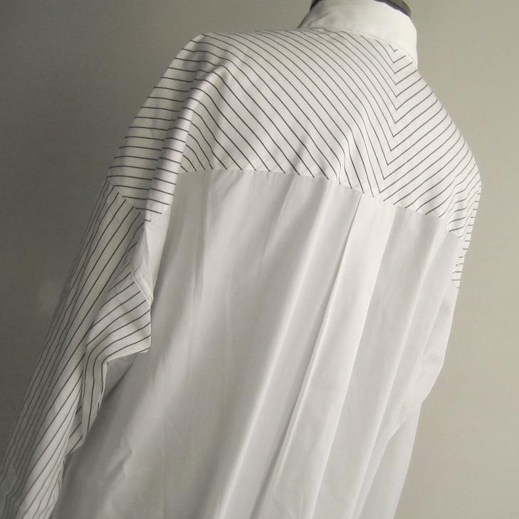 2.2万 新品 L トルネードマート ストライプオーバーシャツコート長袖 ホワイト 送料無料 サンプル 382 | TORNADO MART | 06