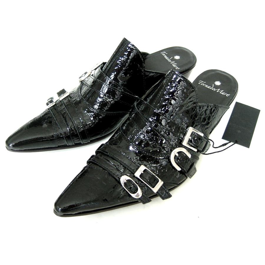 トルネードマート ミュール シューズ L エナメル本革レザー 黒クロコ 4連ベルト 新品 Tornadomart Xh132 Prox 通販 Yahoo ショッピング