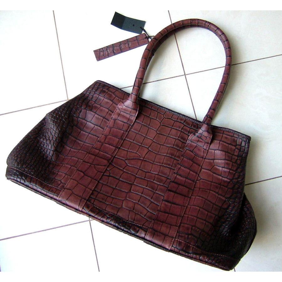 直売激安 トルネードマート 大容量 大型 クロコパイソンエンボス イタリアン本革レザー トートバッグ 茶ブラウン Tornadomart 新品 日本在庫 Www Superavila Com