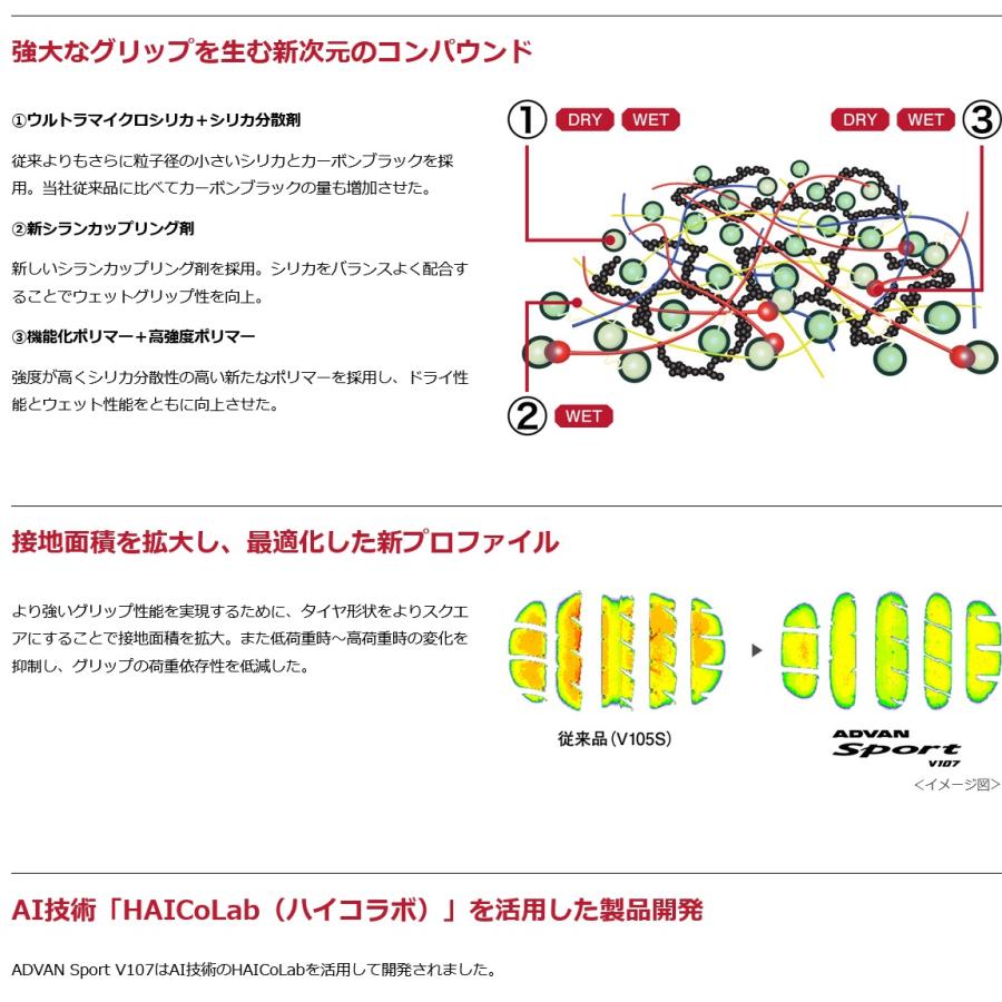 245/40ZR20 (99Y) XL アドバン スポーツ V107 ヨコハマ 4本セット【メーカー取り寄せ商品】の画像