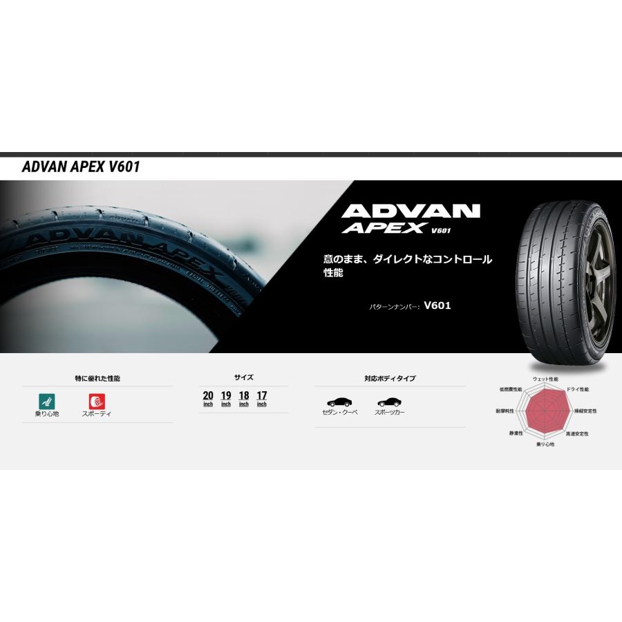 245/40R20 99Y XL アドバン APEX V601 ヨコハマ 4本セット【メーカー取り寄せ商品】の画像