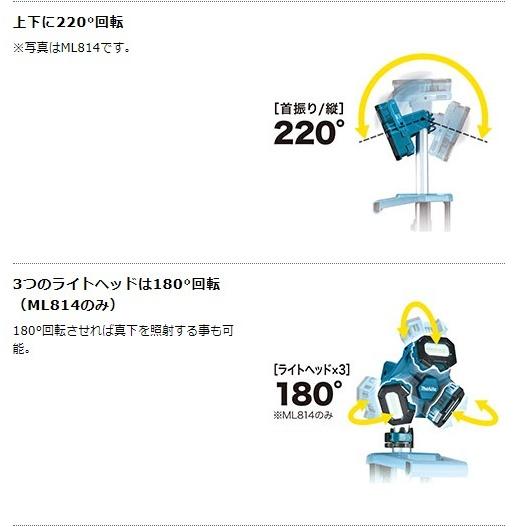 マキタ　18V/14.4V　充電式タワーライト　ML813（本体のみ）｜proshop-sanshodo｜05