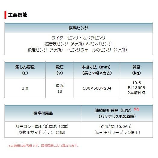 マキタ　18V　ロボットクリーナ　RC300DZ（本体のみ）_13