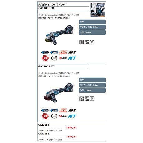 マキタ 18V 100mm充電式ディスクグラインダ GA420DZ (本体のみ マキタ 18V 100mm充電式ディスクグラインダ GA420DZ (本体のみ