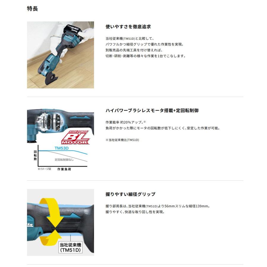 マキタ（makita） 18V 充電式マルチツール TM53DZ（本体のみ） : プロ