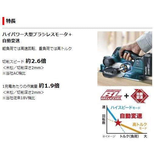 マキタ　18V(6.0Ah)　82mm充電式カンナ[高トルクタイプ]　KP181DRG（バッテリ・充電器付）