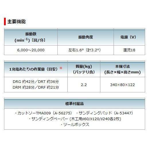 マキタ　18V(6.0Ah)　充電式マルチツール　TM51DRG　(バッテリ・充電器・ケース付) 【火災】