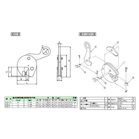 【代引不可】日本クランプ 縦つりクランプ AST型 AST-0.5の画像