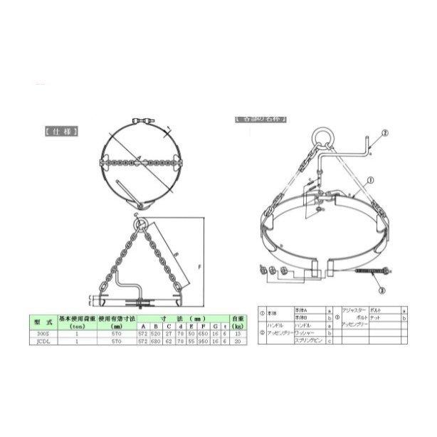 【代引不可】日本クランプ　ドラム缶つり専用クランプ　JCDL型　JCDL_2