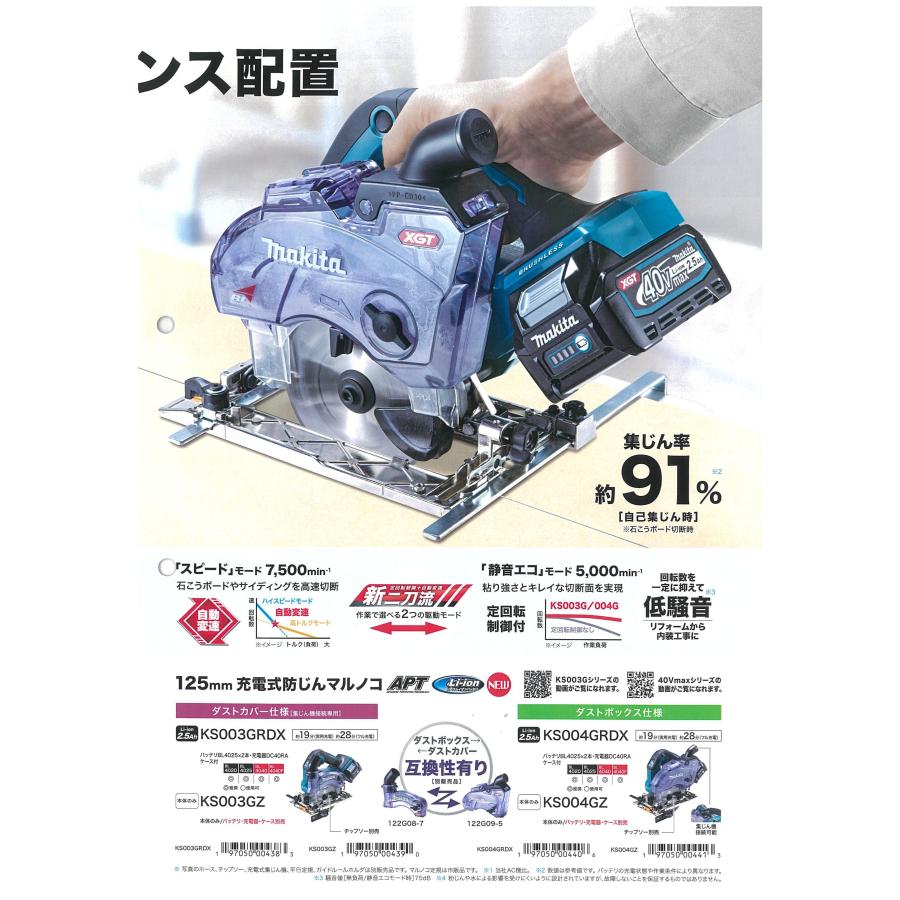 マキタ マキタ 40Vmax(2.5Ah) 125mm充電式防じんマルノコ(ダスト マキタ マキタ 40Vmax(2.5Ah) 125mm充電式防じんマルノコ(ダスト