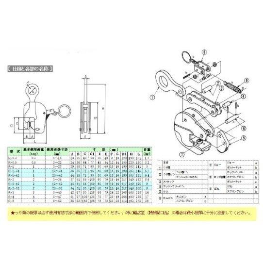 【代引不可】日本クランプ 縦つりクランプ R型 R-0.5の画像