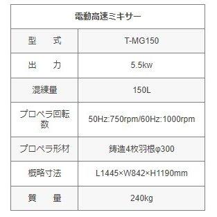 友定建機 【代引不可】友定建機 T-MG150 高速電動ミキサー 友定建機 【代引不可】友定建機 T-MG150 高速電動ミキサー