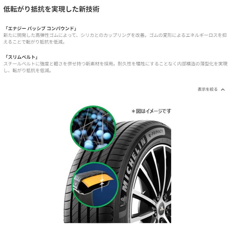 【４本セット】155/65R14 79H XL MICHELIN e PRIMACY ミシュラン イー プライマシー サマータイヤ｜proshop-sona｜05