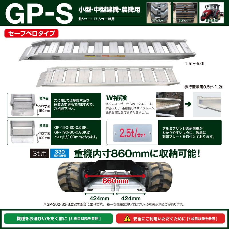 1.5t/セット【全長2550・有効幅300(mm)】昭和アルミブリッジ・GP 1.5t/セット【全長2550・有効幅300(mm)】昭和アルミブリッジ・GP