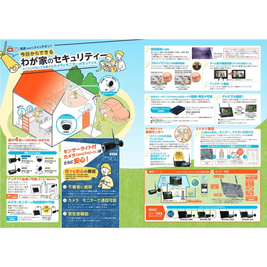 マスプロ (/F) 防犯カメラ 10.1インチモニター＆ワイヤレスHDカメラ
