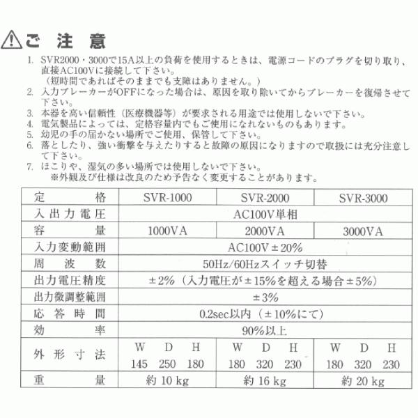 法人のみ 日動工業(/A) 交流定電圧電源装置 85V〜115V→100V 3KVA SVR