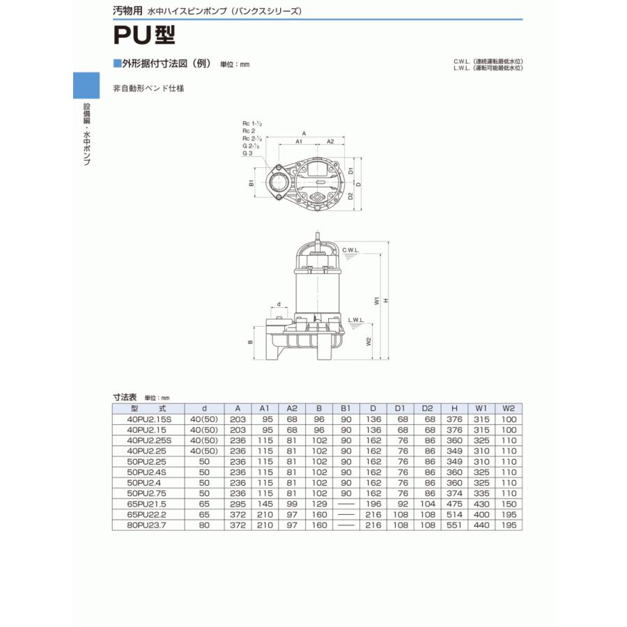 法人のみ 鶴見製作所(/AL) ツルミ 水中ハイスピンポンプ 50Hz 法人のみ 鶴見製作所(/AL) ツルミ 水中ハイスピンポンプ 50Hz