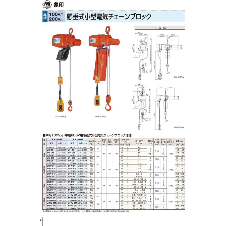 法人のみ 象印チェンブロック(/AL) 単相100V フック式小型 法人のみ 象印チェンブロック(/AL) 単相100V フック式小型