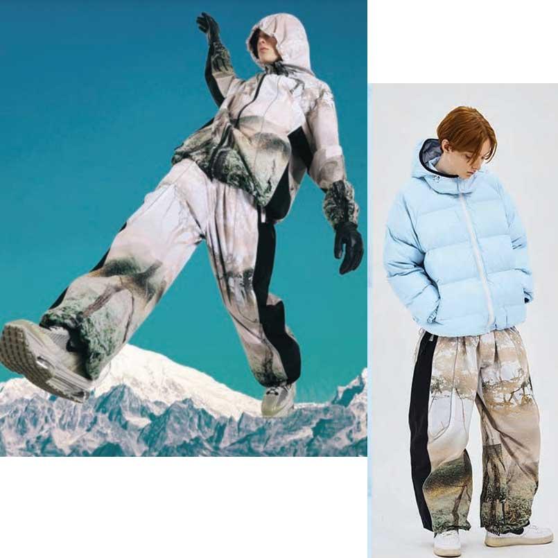 BSRABBIT ビエスラビット PP WIDE JOGGER PANTS FOG FOREST ビーエス