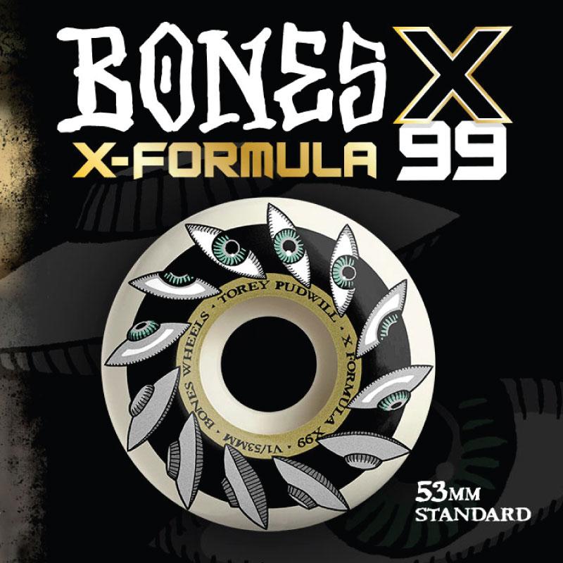 Roues De Skateboard Bones X-Formula V1 - 53 Mm, Dureté 99a, Standard, Neuves