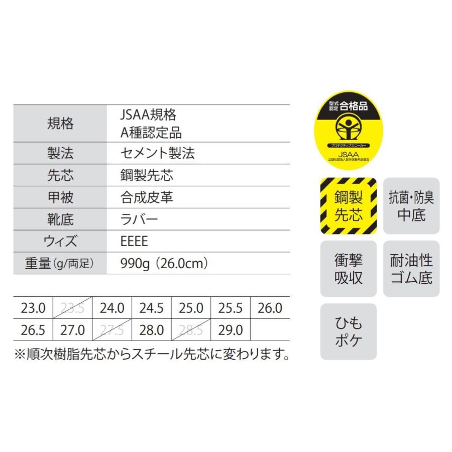 85129 XEBEC ジーベック 現場靴 安全靴 クォーターカット セーフティシューズ 幅広4E 耐油ゴム底 鋼製先芯 衝撃吸収 抗菌防臭 ブラック JSAA A種｜proshophamada｜05